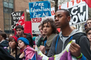 Listening to the speakers at a rally outside SOAS  © Peter Marshall 2009