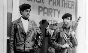 Black Panther national chairman Bobby Seale, left, and Huey Newton