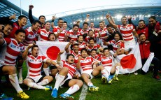 Rugby Union - South Africa v Japan - IRB Rugby World Cup 2015 Pool B - Brighton Community Stadium, Brighton, England - 19/9/15 Japan celebrate victory after the match Reuters / Eddie Keogh Livepic